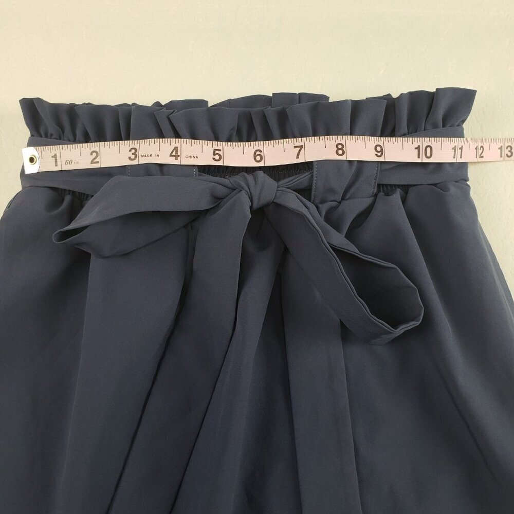 Albion Belted Bow Skirt Womens XS Blue Side Zipper Knee Length Nylon Blend - Picture 9 of 10